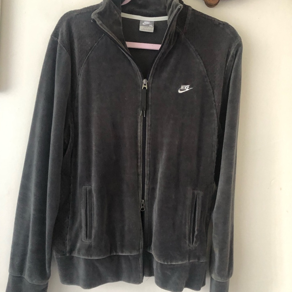 Nike Gray Bomber Jacket with Ribbed Cuffs